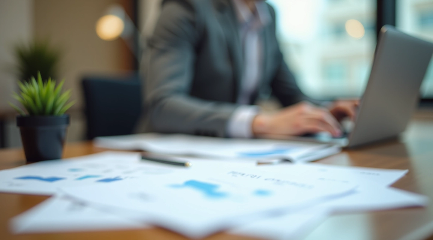 Professional workspace showing financial organization and expense tracking materials